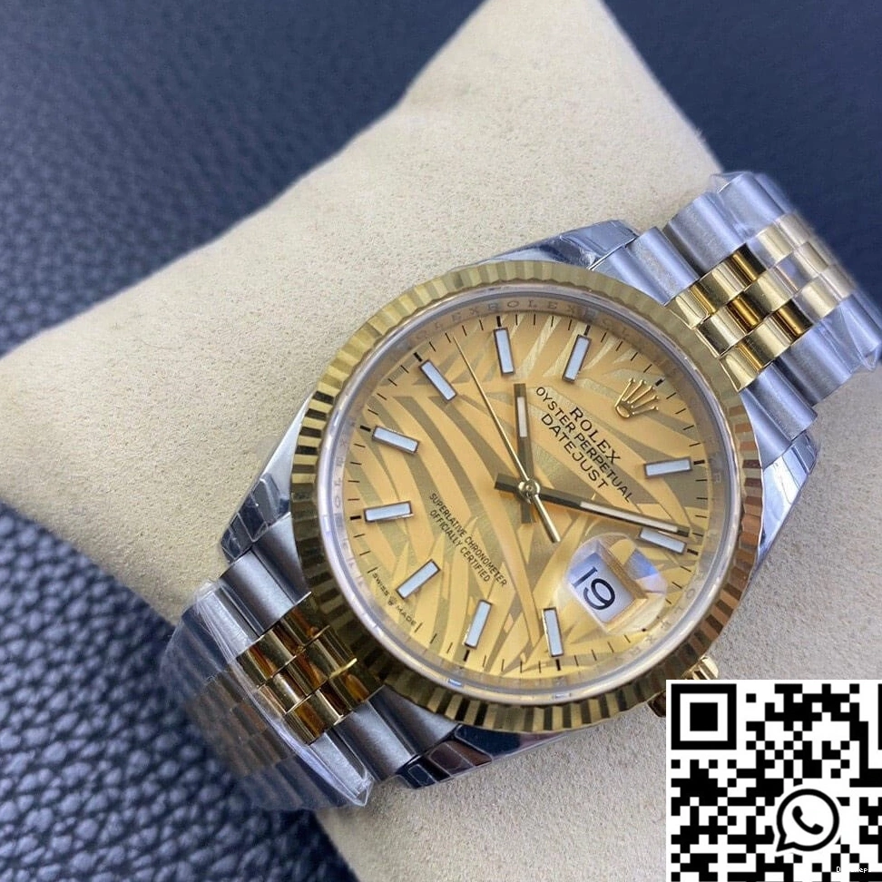 M126233-0037 Dial Datejust Factory Vibrant Golden Rolex EW Pattern Palm 703 Leaf 0810